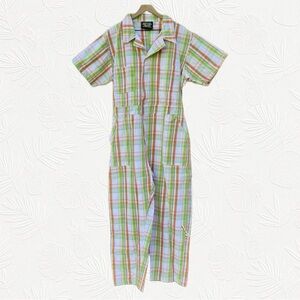 Big Bud Press Spring Rainbow Plaid Short Sleeve Jumpsuit Size 3XL